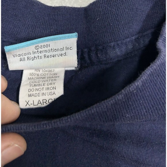 Vintage Spongebob Squarepants Navy Blue Faded T-Shirt 2001 Men's Size XL - Picture 6 of 9